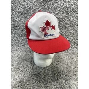Vintage Trucker Hat Cap Snapback Red White Ted Fletcher Sports Canada Maple Leaf